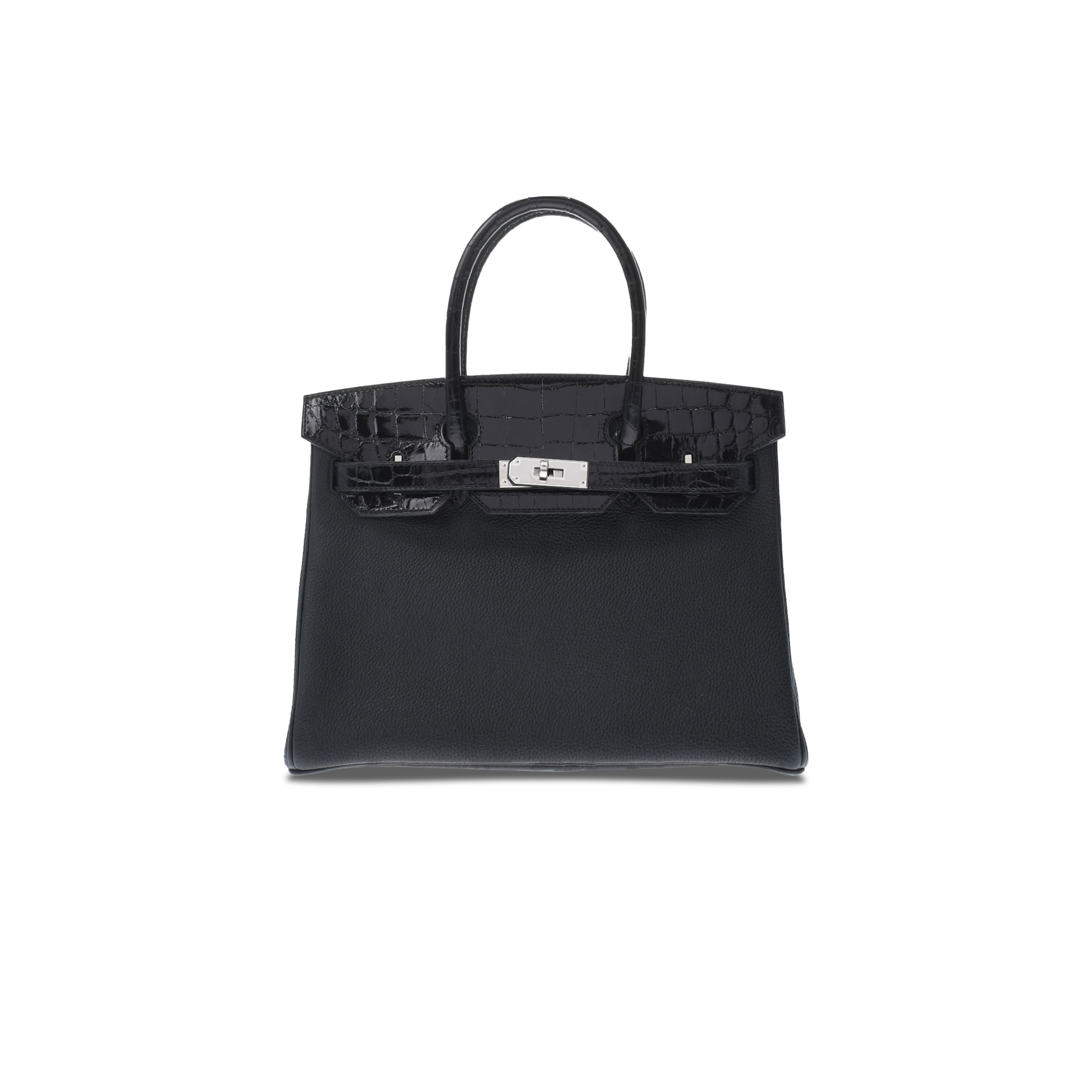 HERMES MASTER BARKIN 35 BAG IN BLACK MATTE CROCODILE AND LEATHER 461161 (35*25*18cm)